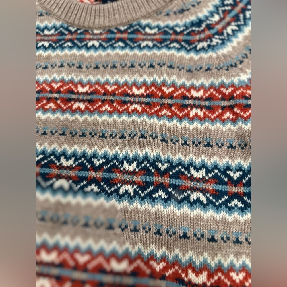 J Crew Sweater Mens Small Lambs Wool Fair Isle Nordic Pullover Long Sleeve Knit - Picture 3 of 9